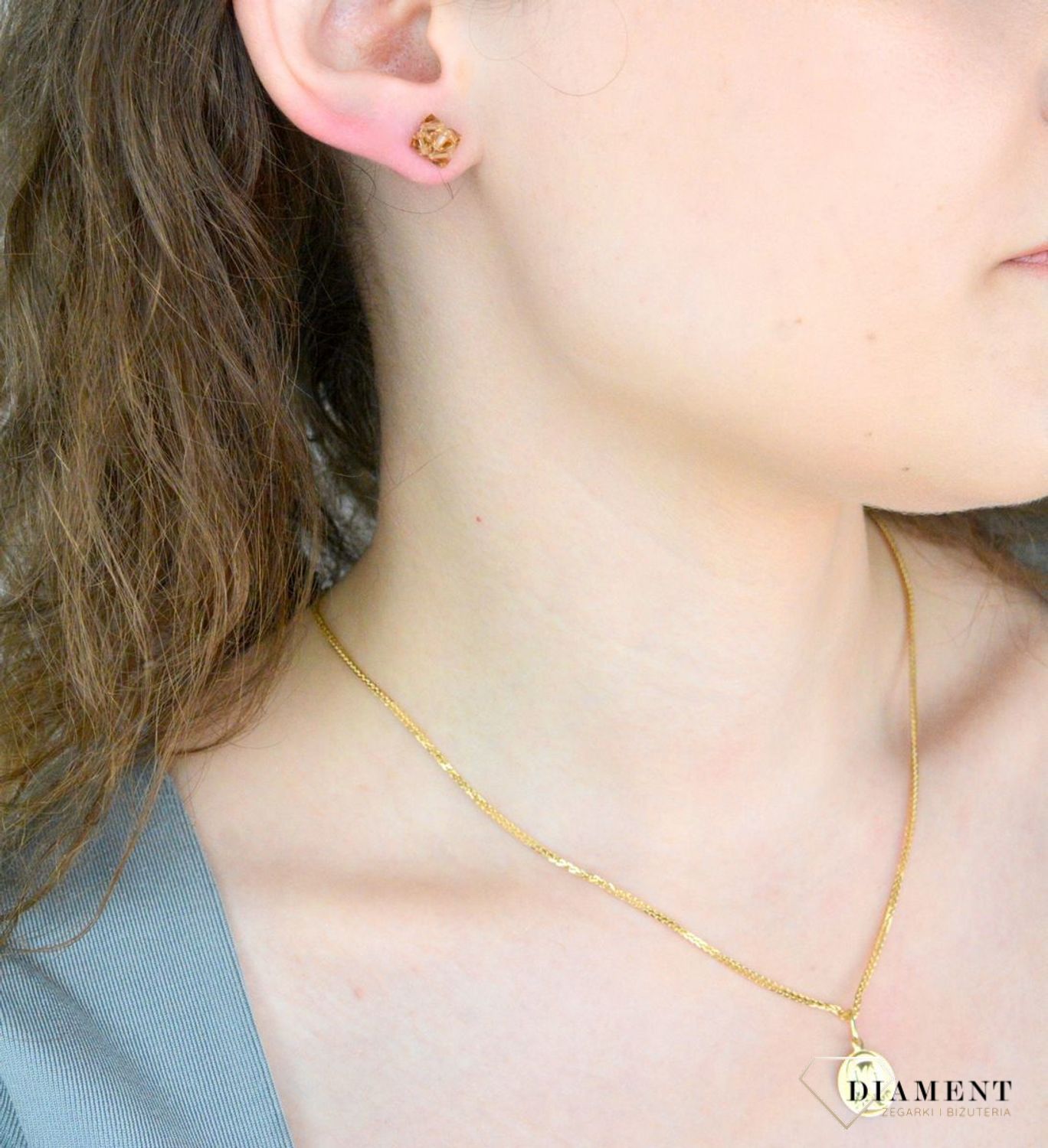 Kolczyki srebrne wkrętki Swarovski brązowe kryształy 925, KR3 358-1.jpg